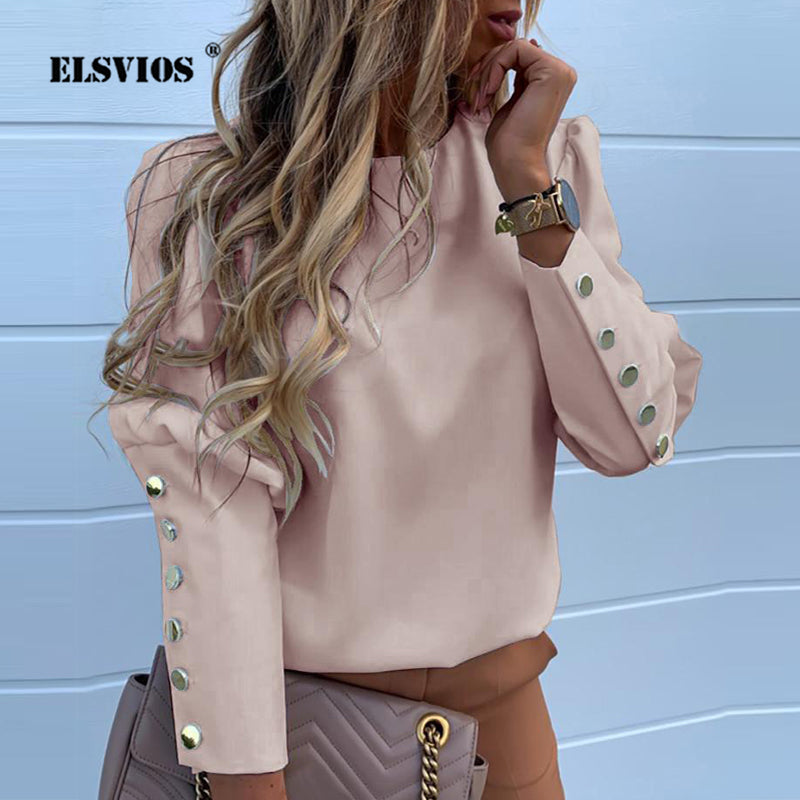 Long Sleeve Metal Button Shirt