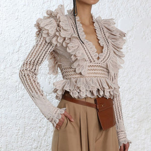 Long Sleeve Fashion Ruffle Top