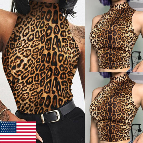 Fashion Women Summer Vest Top Sleeveless Blouse Leopard Print Tank Tops